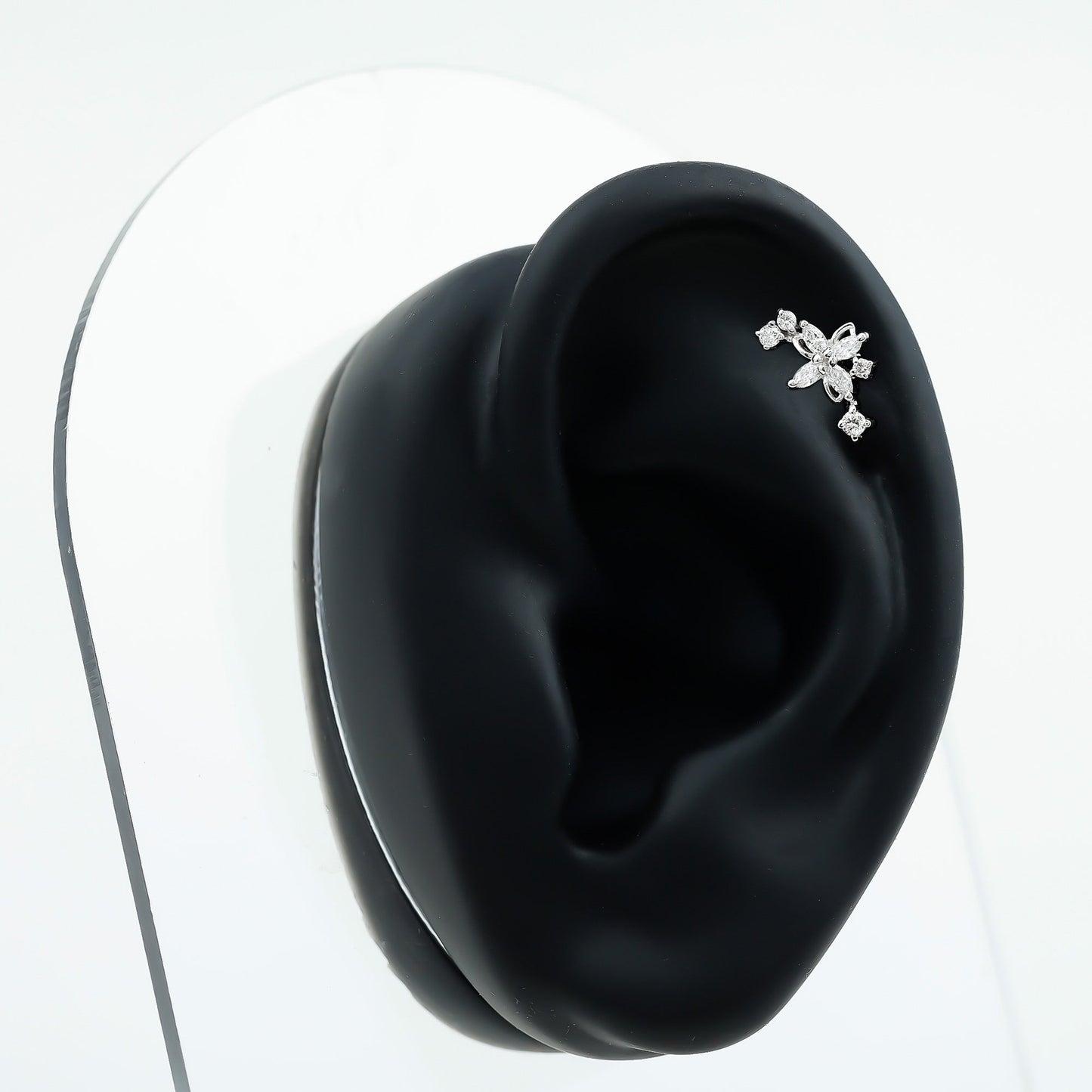 Certified Moissanite Flower Crawler Earring