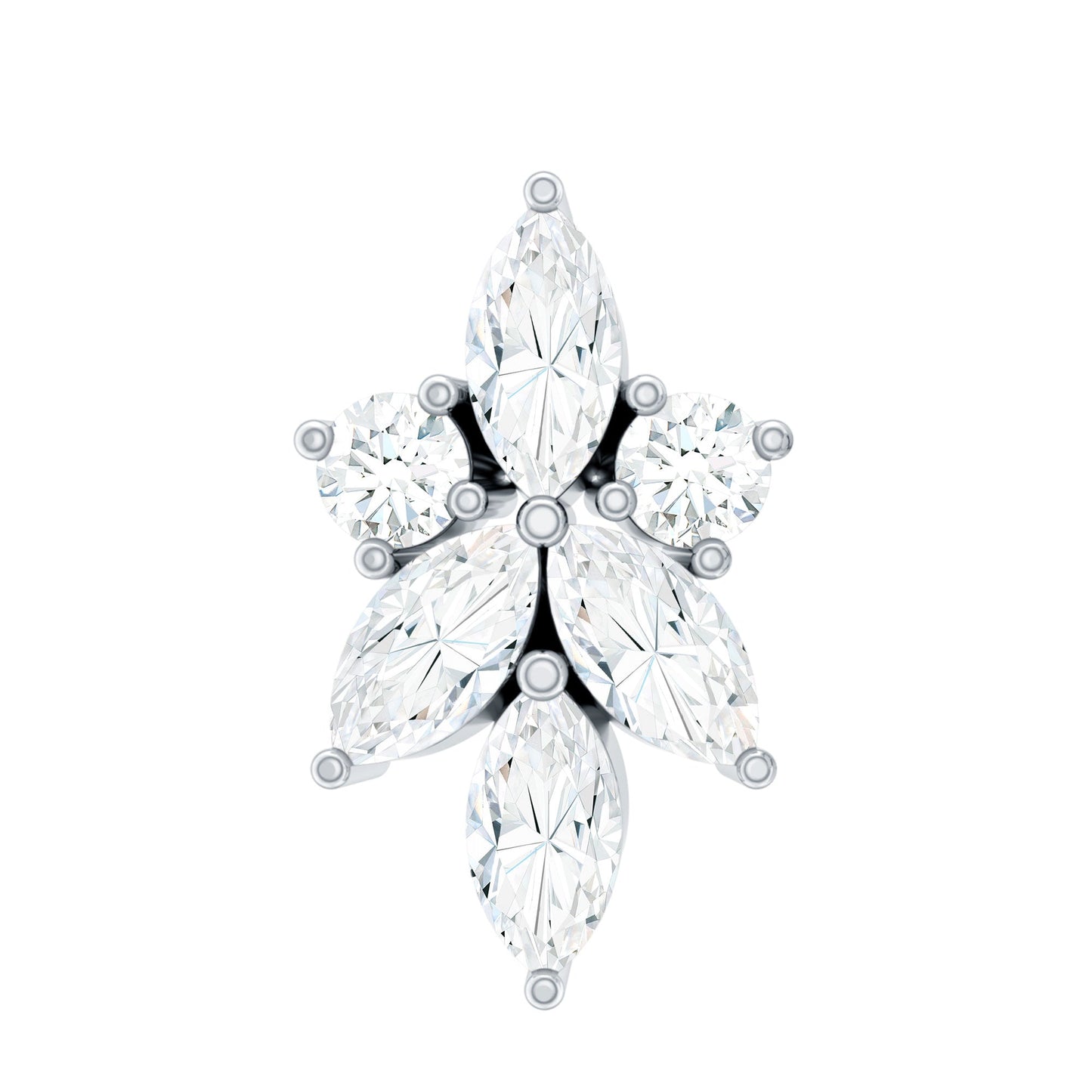 Marquise and Round Moissanite Cluster Floral Earring