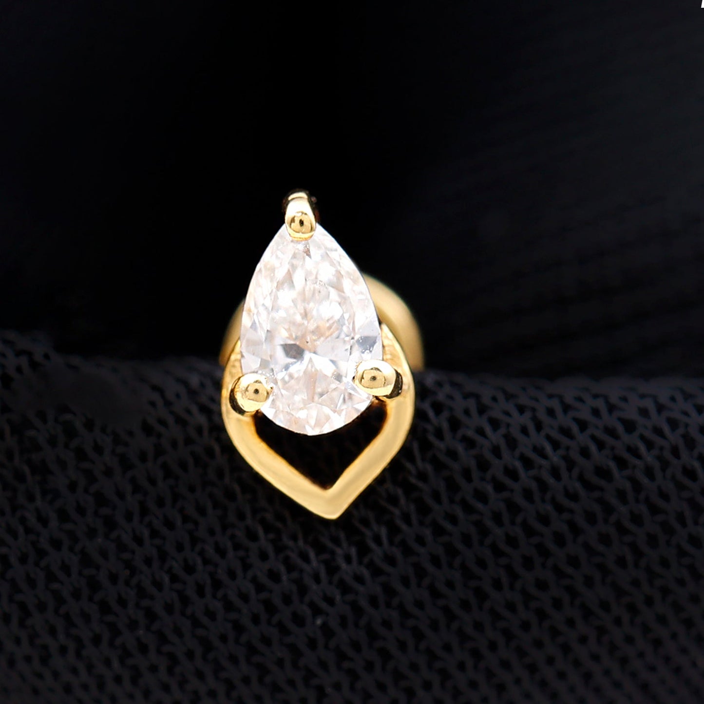 3X5MM Pear Shape Moissanite Solitaire Cartilage Earring