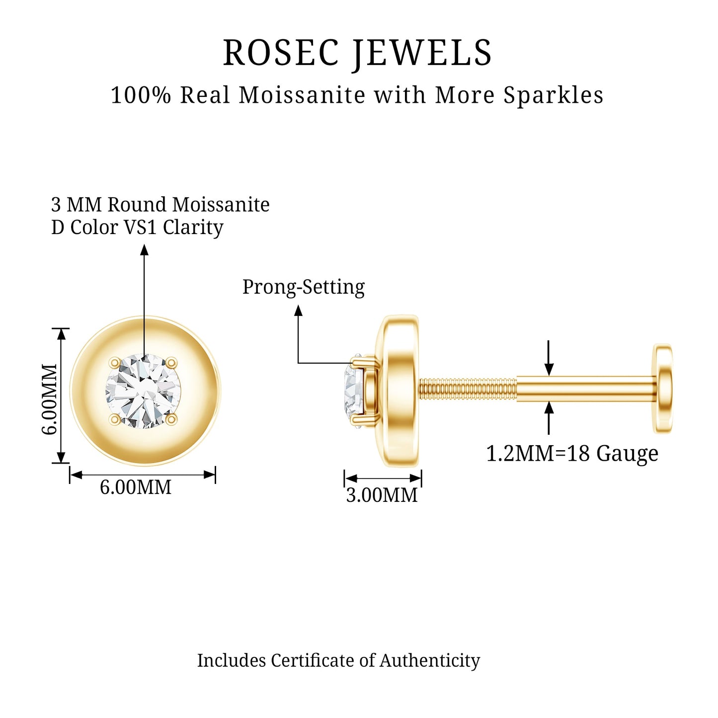 Solitaire Moissanite Circle Cartilage Earring