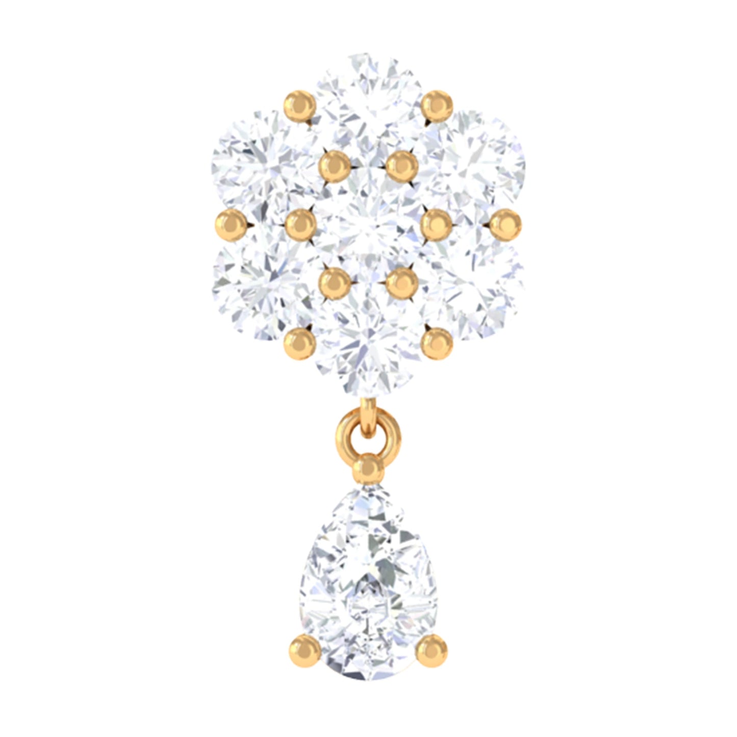 Moissanite Floral Drop Earring for Helix Piercing
