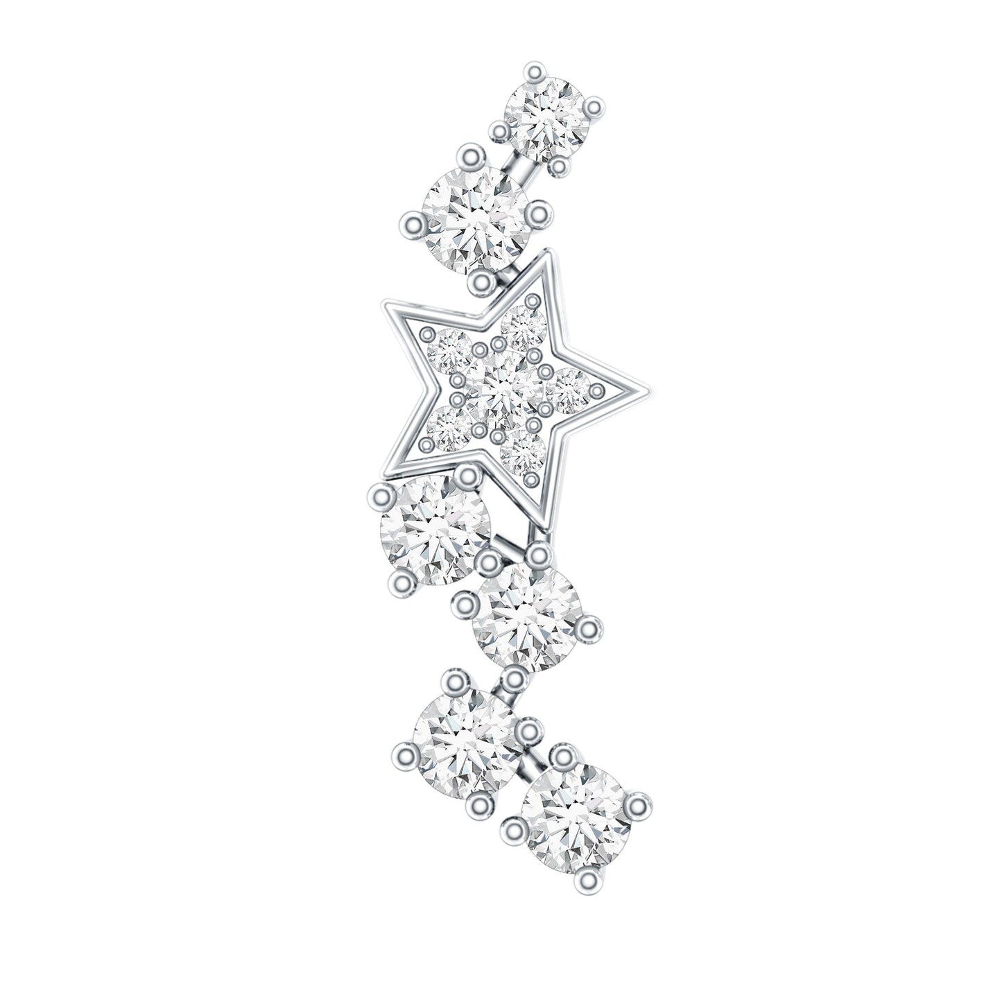 Moissanite Star Crawler Earring for Helix Piercing