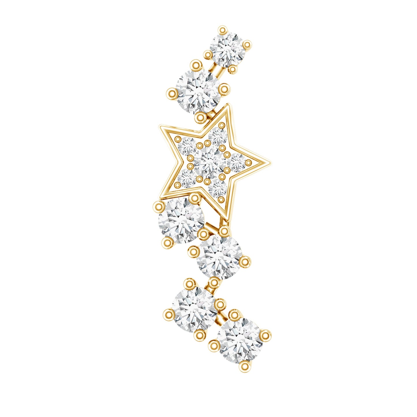 Moissanite Star Crawler Earring for Helix Piercing