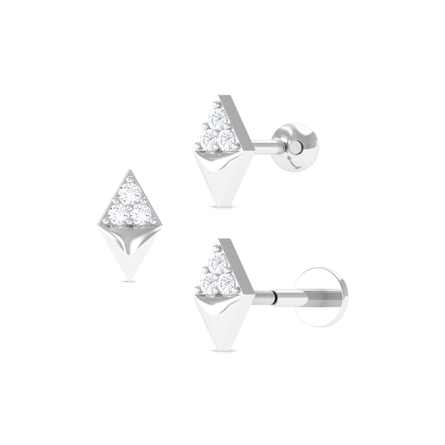 Natural Diamond Geometric Tragus Earring