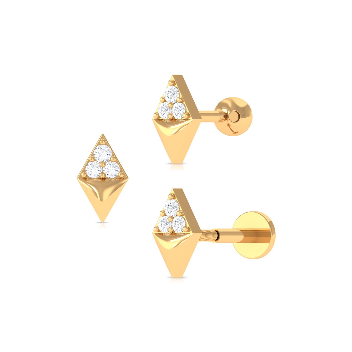 Natural Diamond Geometric Tragus Earring