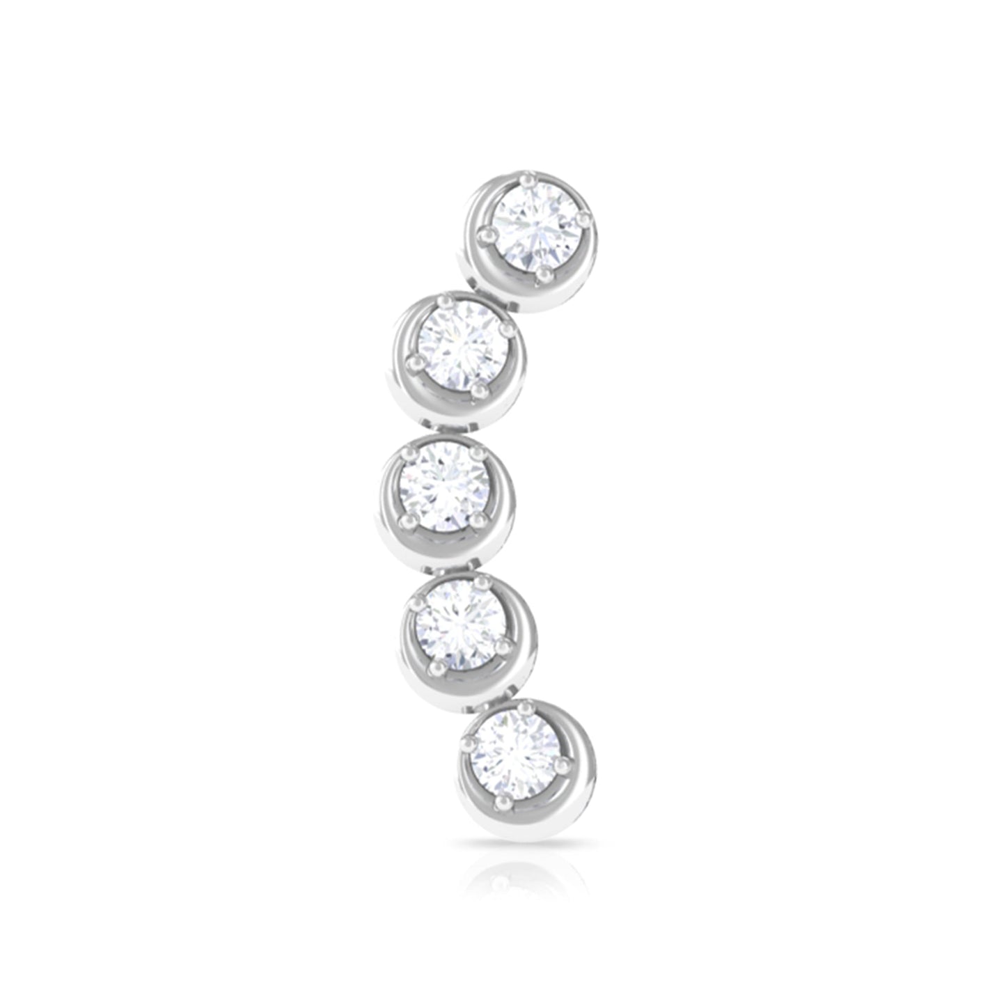 Round Moissanite Crawler Earring for Helix Piercing