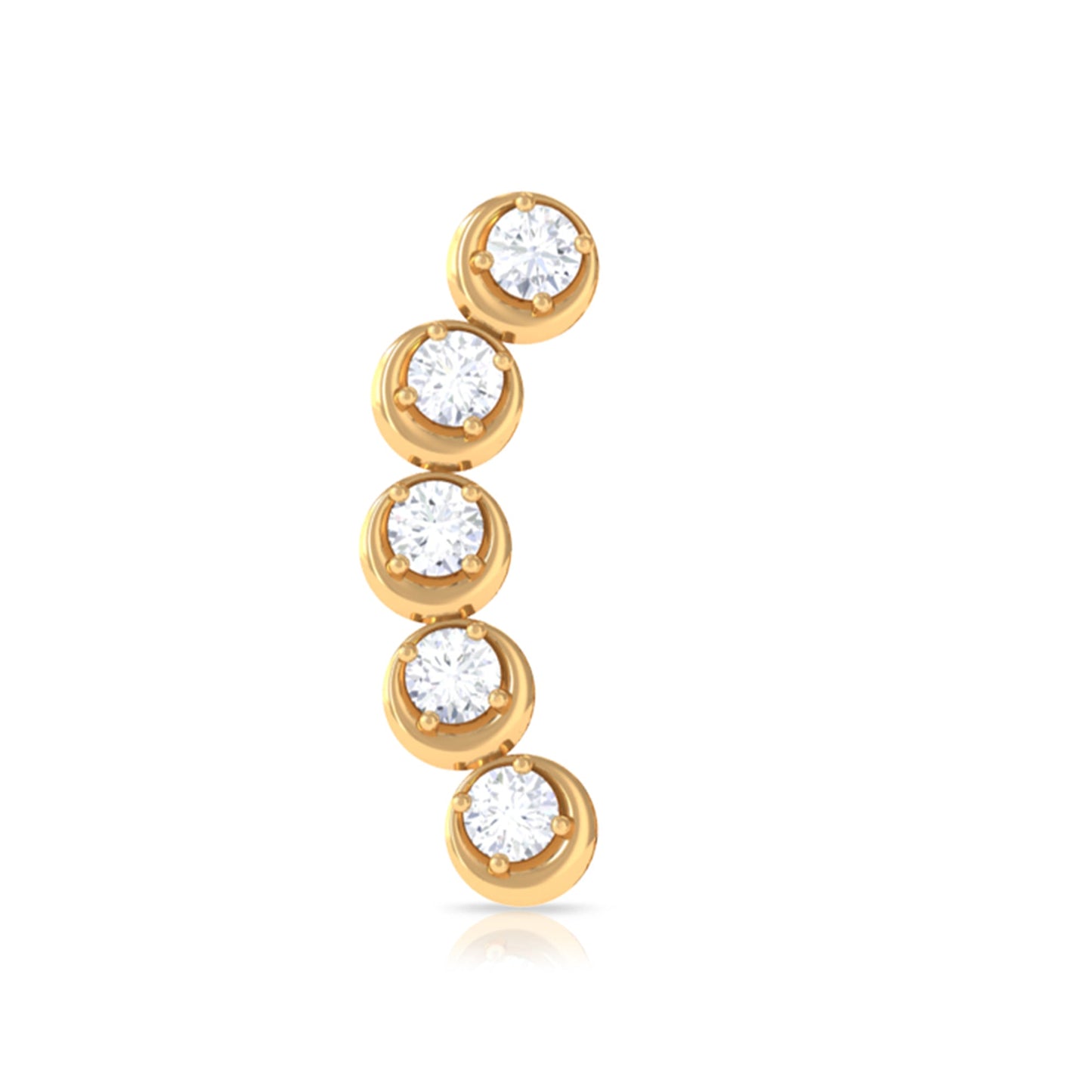 Round Moissanite Crawler Earring for Helix Piercing