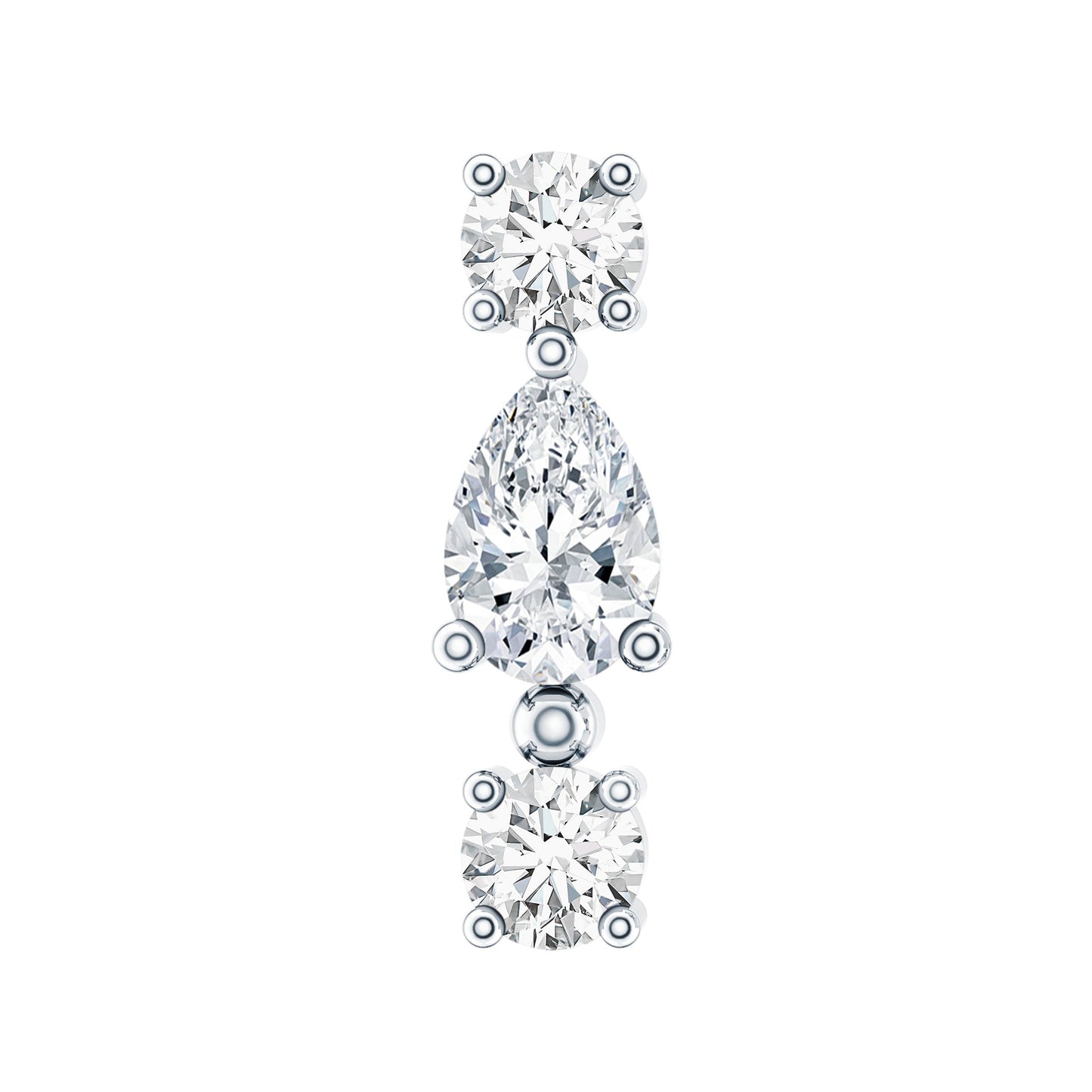 Natural Three Diamond Cartilage Earring with Flat Back