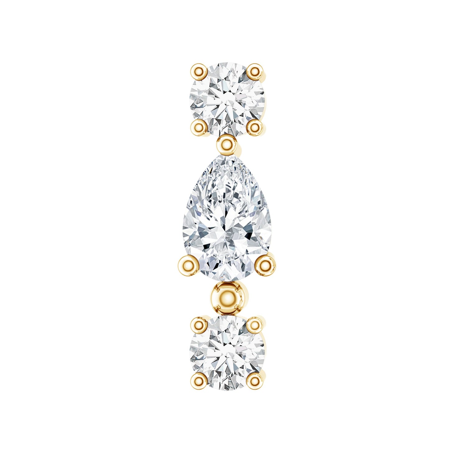 Natural Three Diamond Cartilage Earring with Flat Back