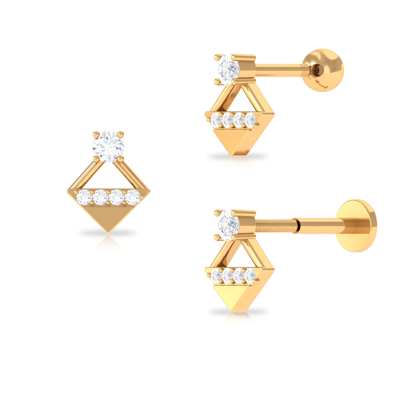 Unique Diamond Geometric Tragus Earring