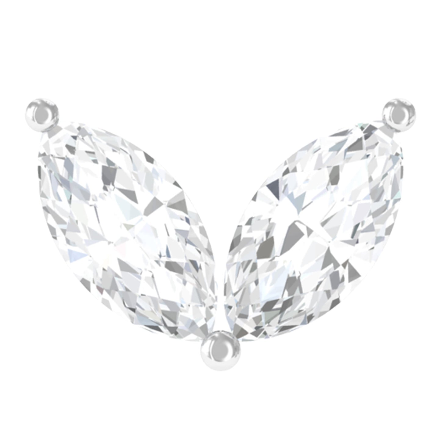 Marquise Cut Moissanite Two Stone Leaf Helix Earring