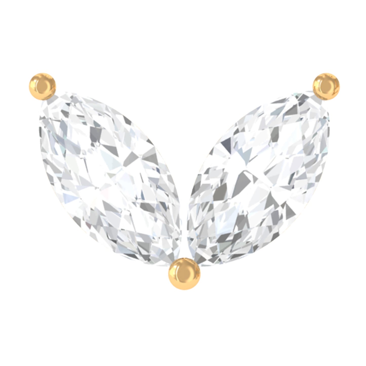 Marquise Cut Moissanite Two Stone Leaf Helix Earring