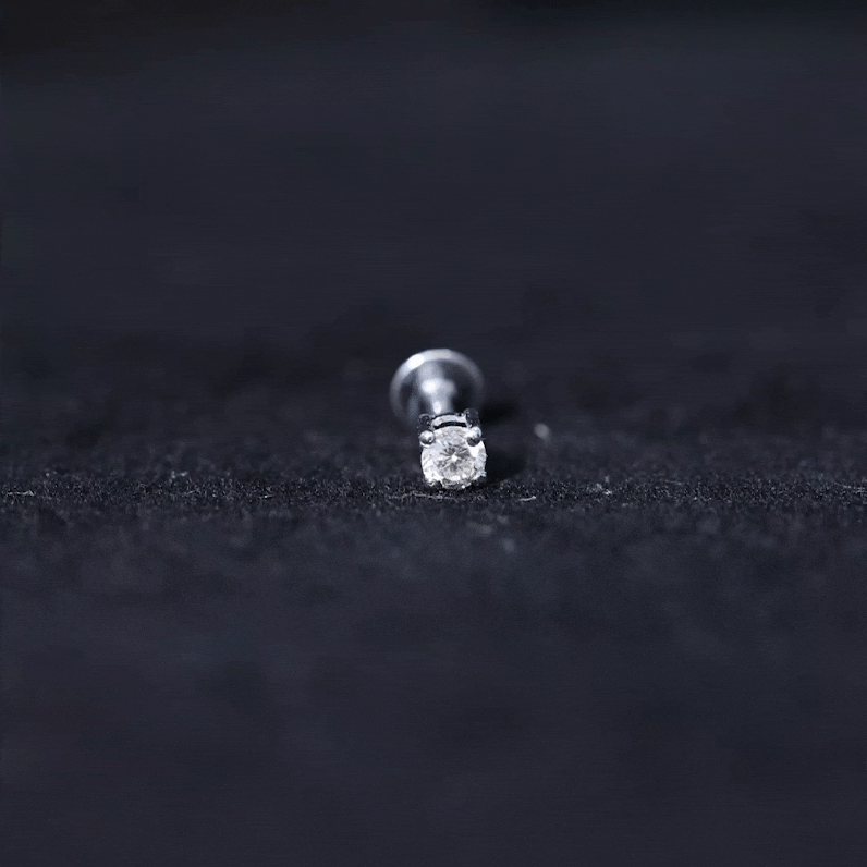 Tiny Round Moissanite Conch Earring with Flat Back