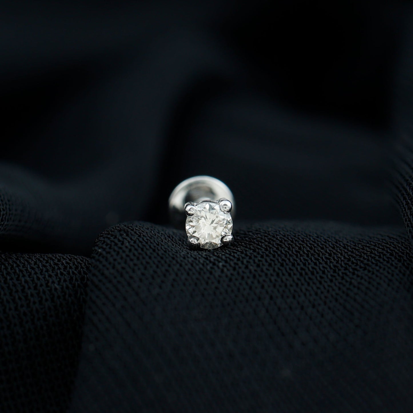 Tiny Round Moissanite Conch Earring with Flat Back