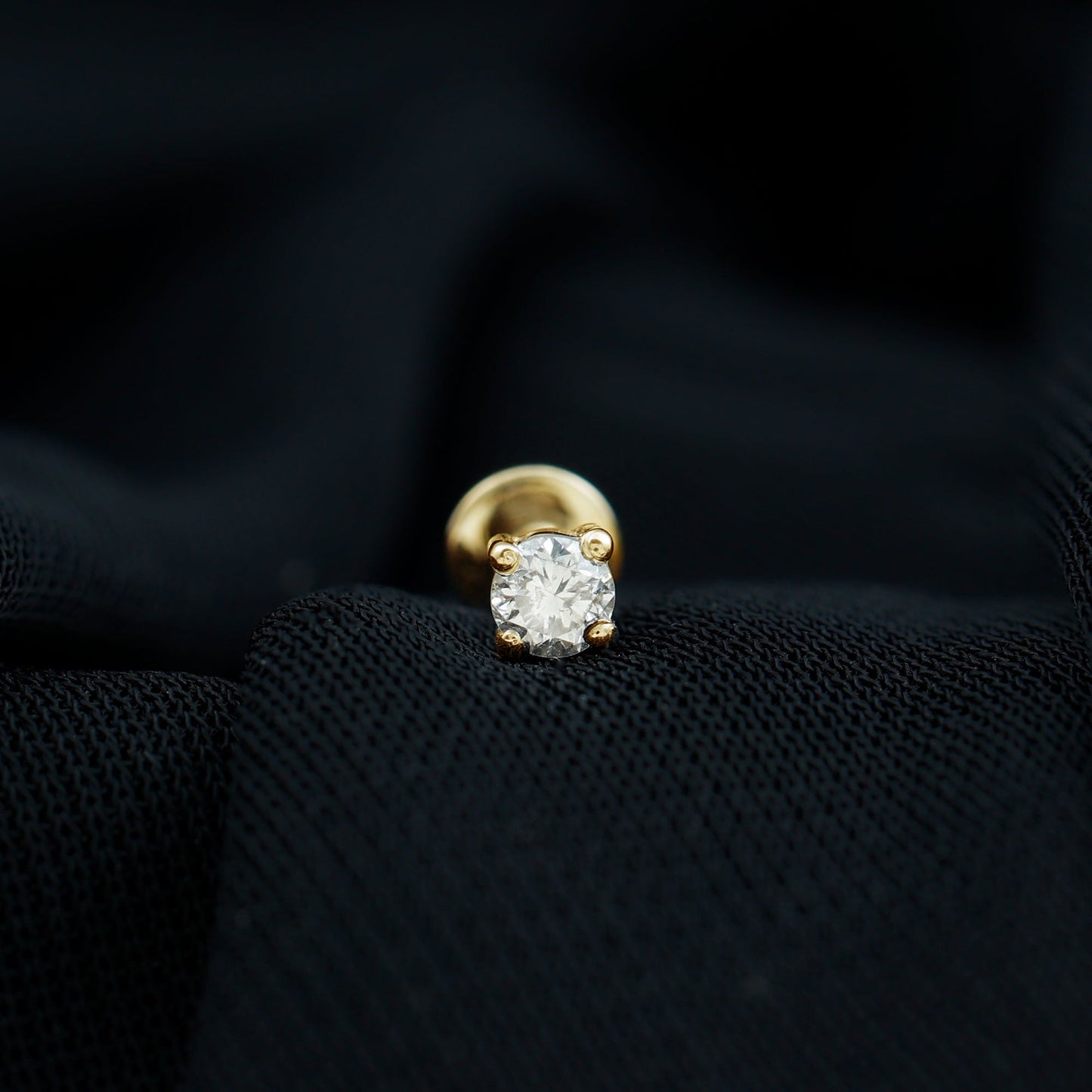 Tiny Round Moissanite Conch Earring with Flat Back