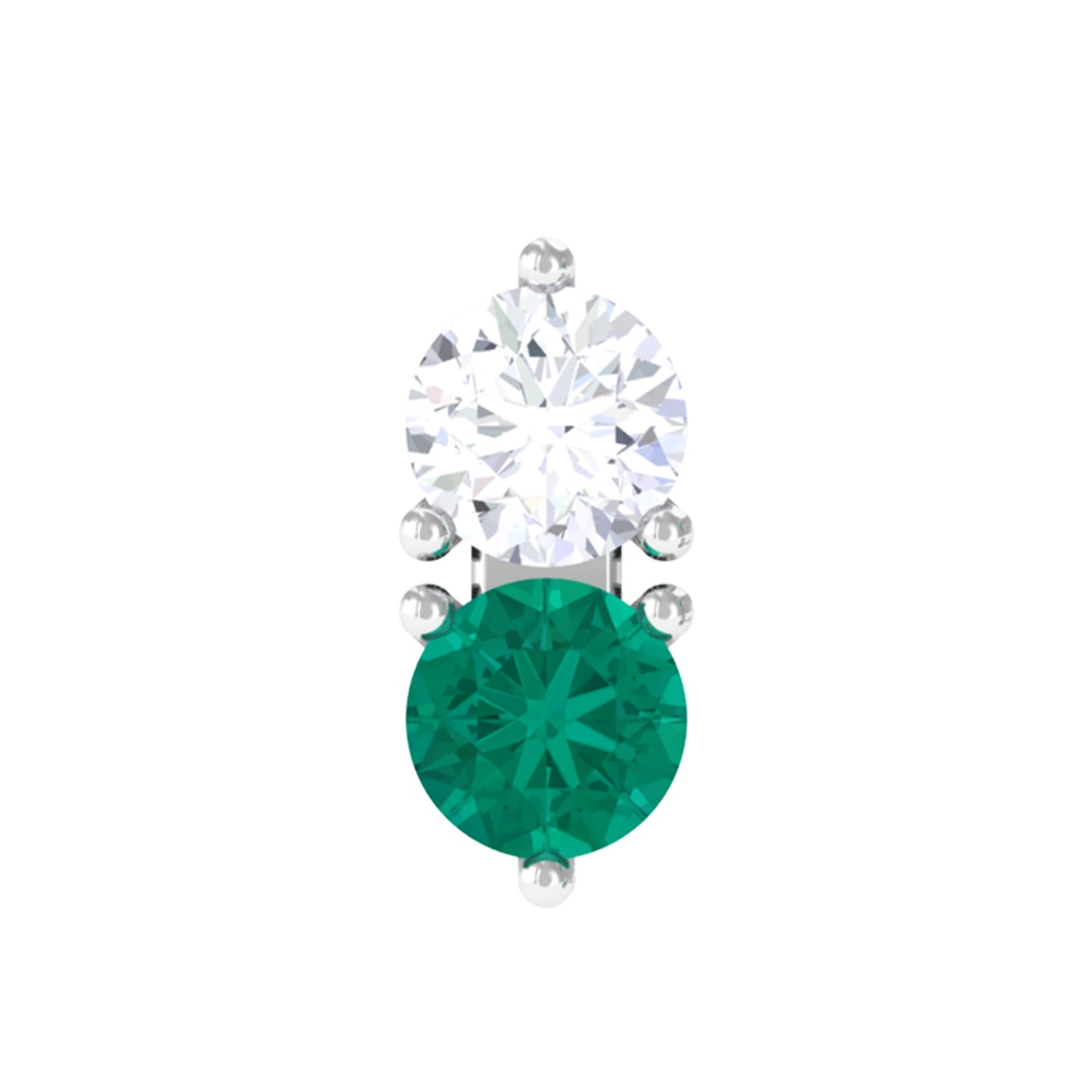 Dainty Emerald and Diamond Two Stone Tragus Earring