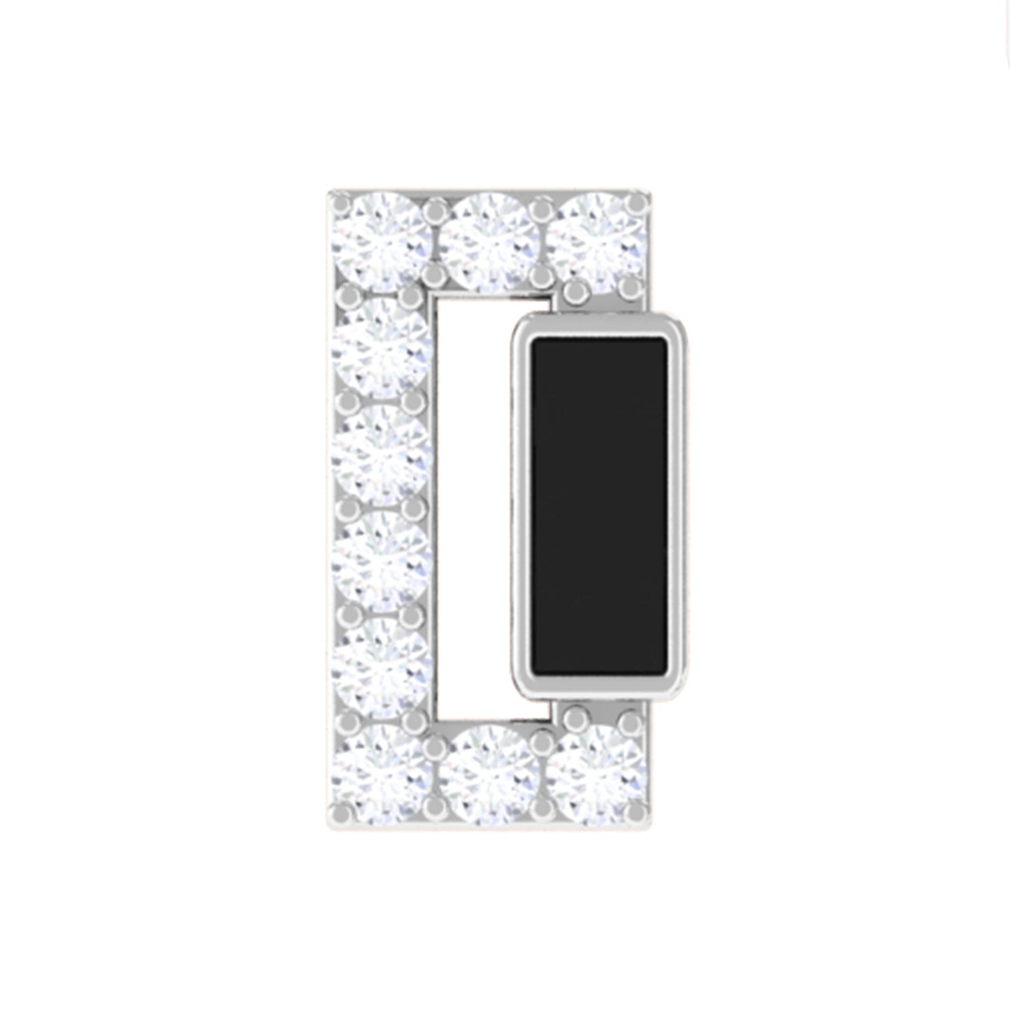 Diamond Bar Tragus Earring with Black Enamel