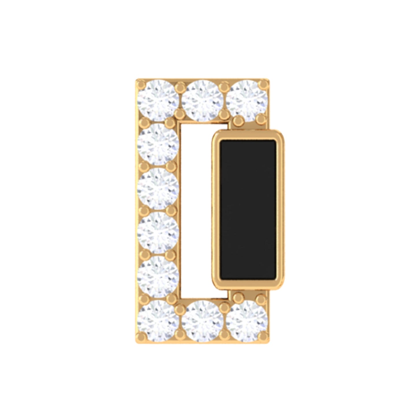 Diamond Bar Tragus Earring with Black Enamel