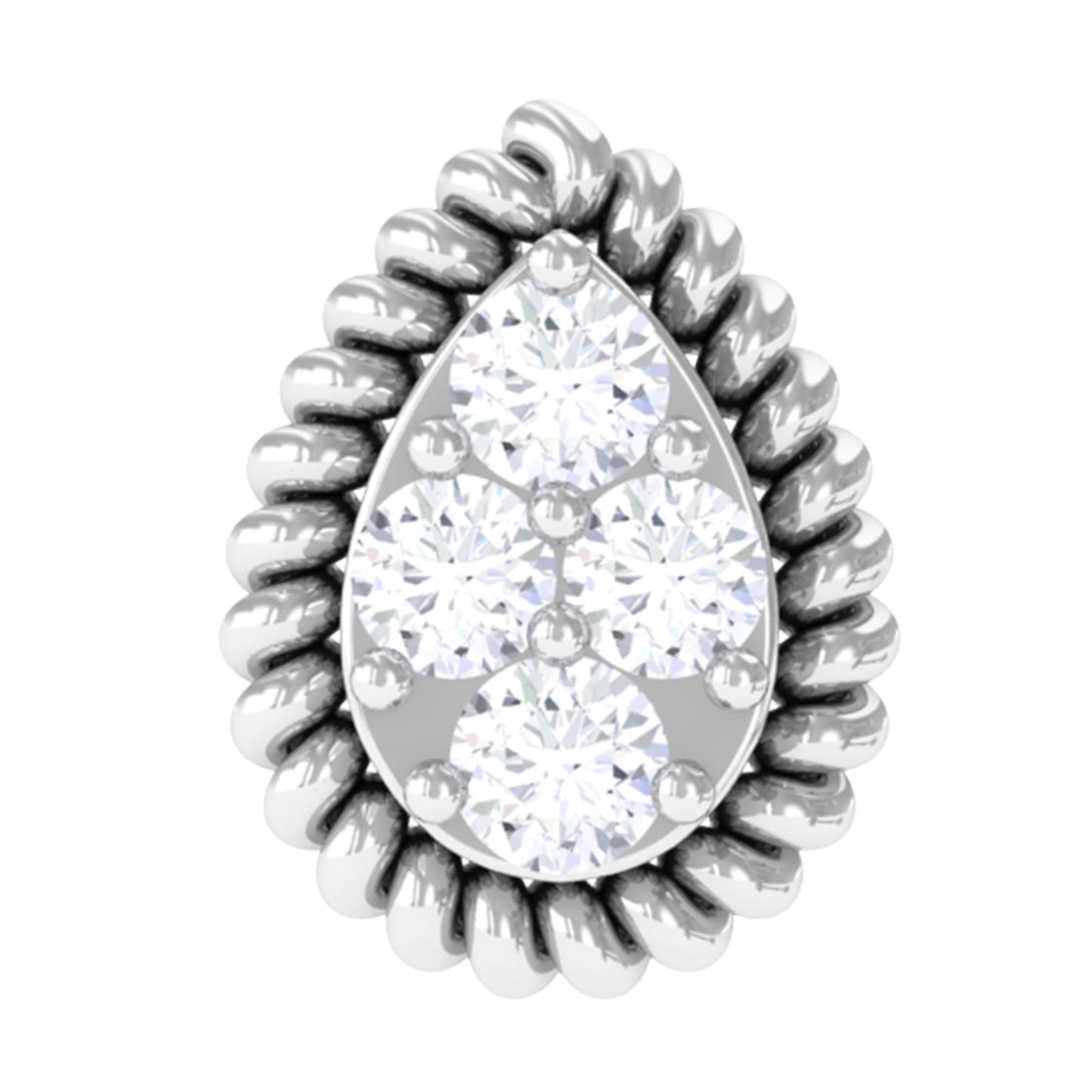 Real Diamond Teardrop Helix Earring with Twisted Rope Frame