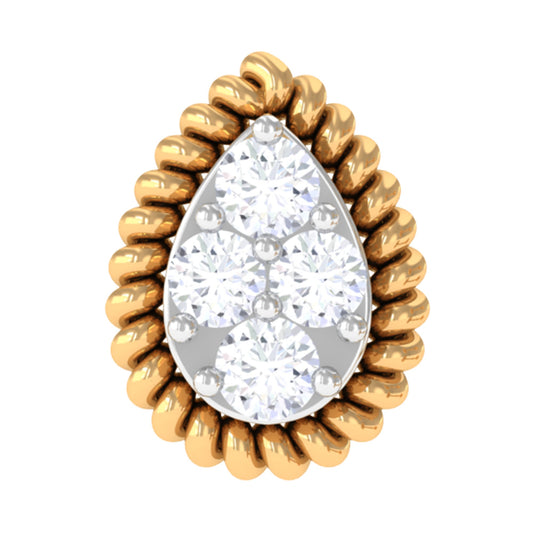 Real Diamond Teardrop Helix Earring with Twisted Rope Frame