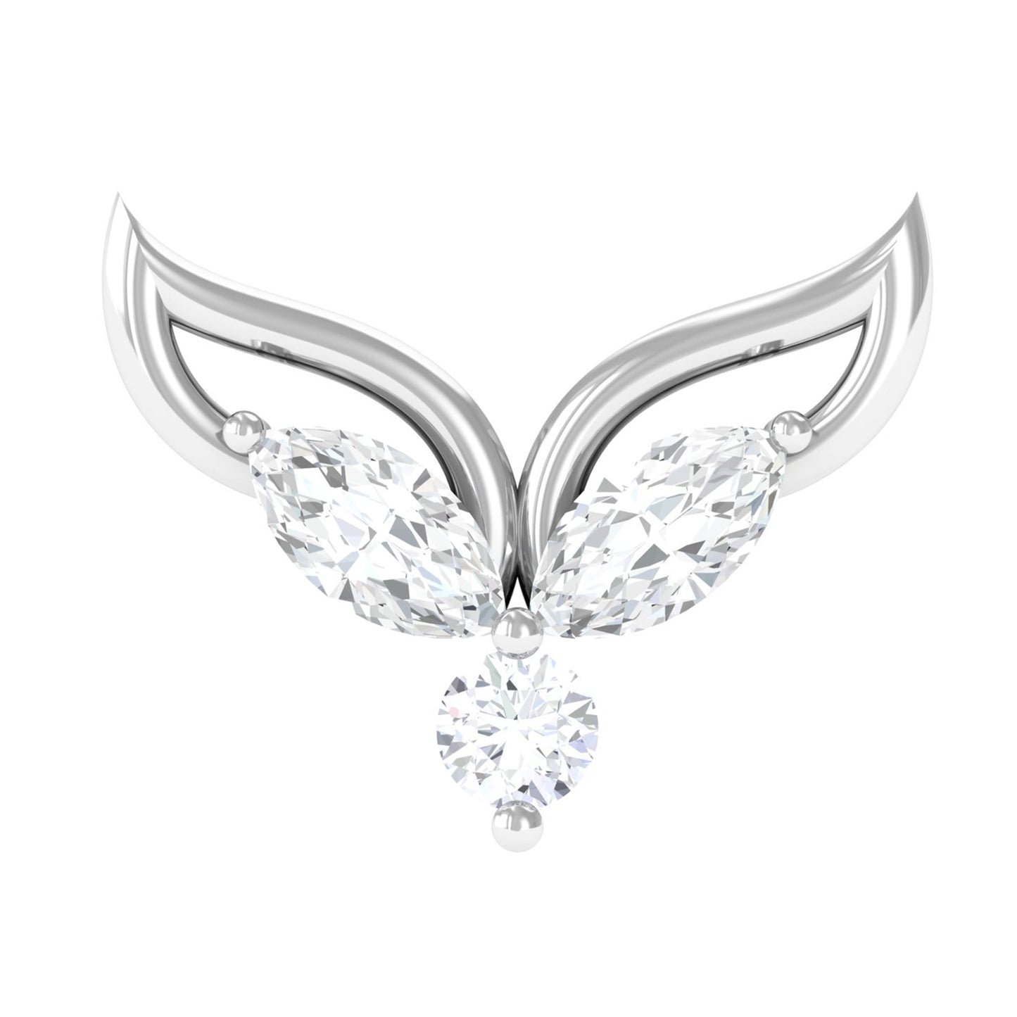 Certified Moissanite Fishtail Earring for Cartilage Piercing