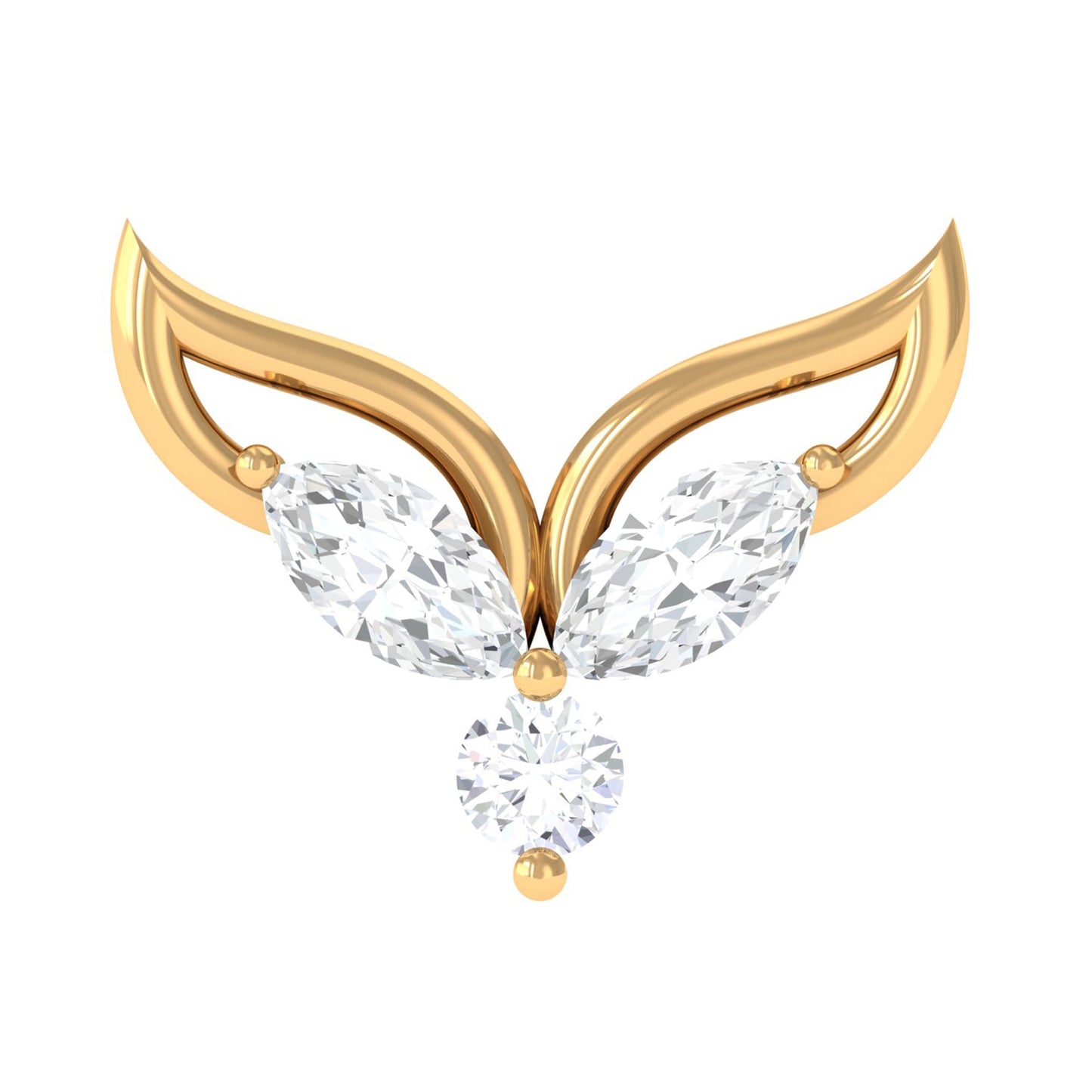 Certified Moissanite Fishtail Earring for Cartilage Piercing