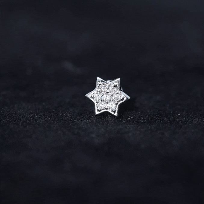 Round Moissanite Star Earring for Cartilage Piercing
