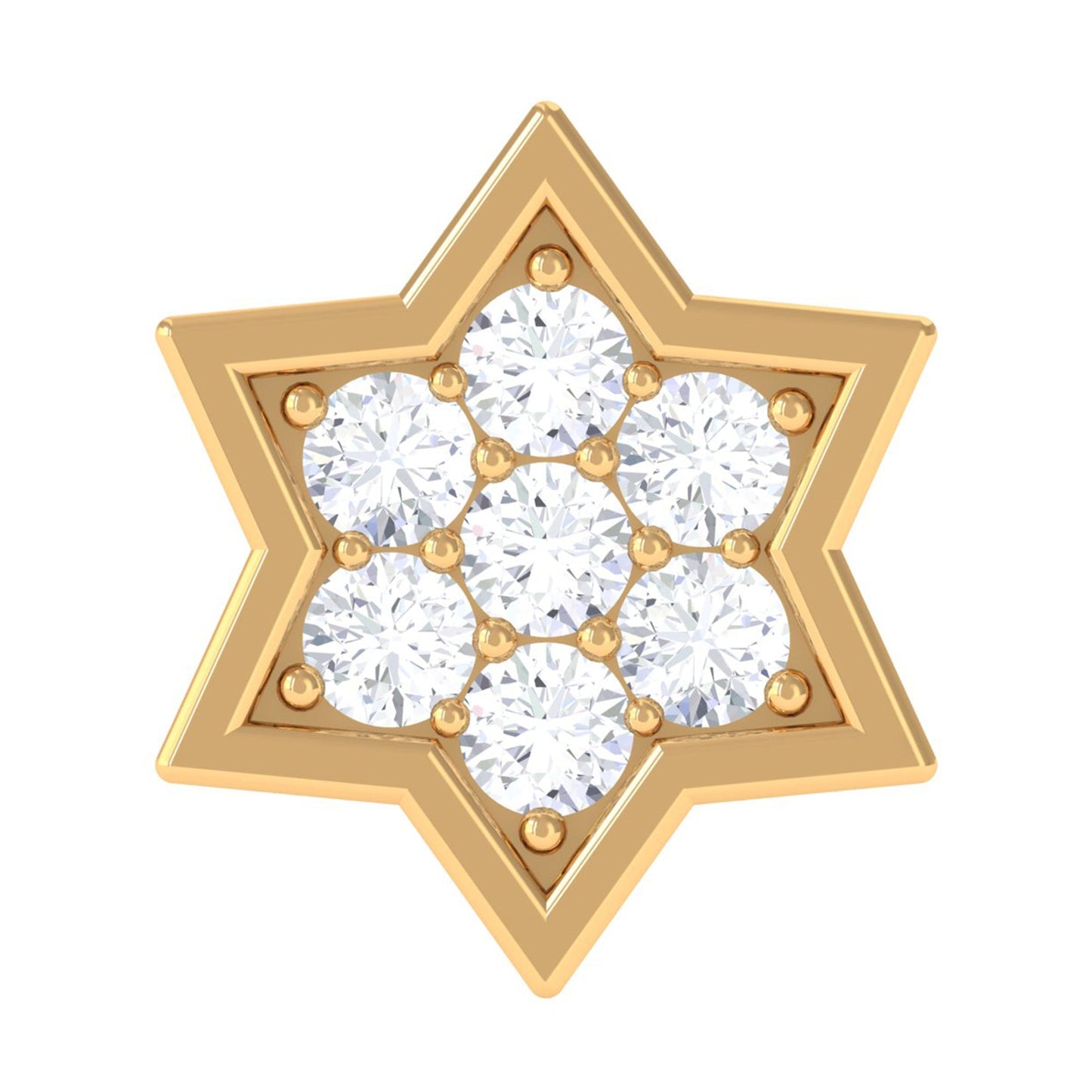 Round Moissanite Star Earring for Cartilage Piercing