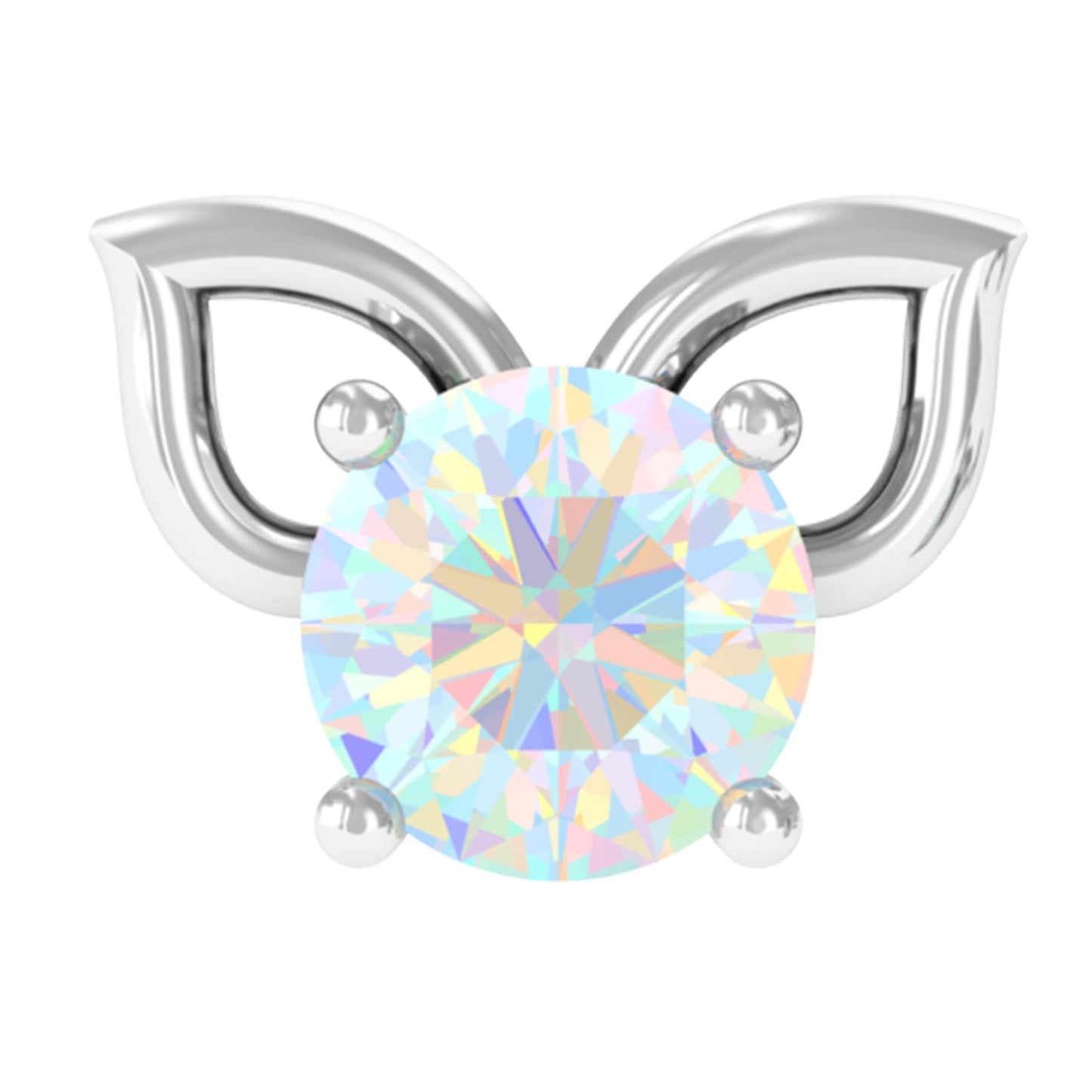 Round Ethiopian Opal Cute Cat Cartilage Earring