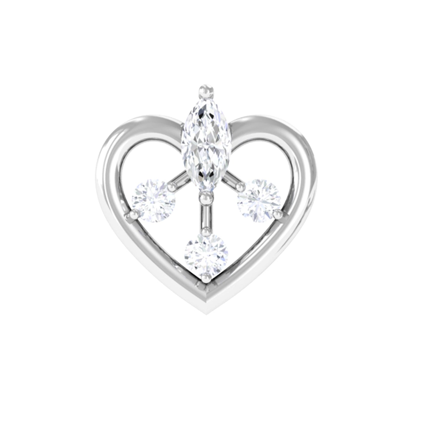 Genuine Diamond Heart Earring for Cartilage Piercing