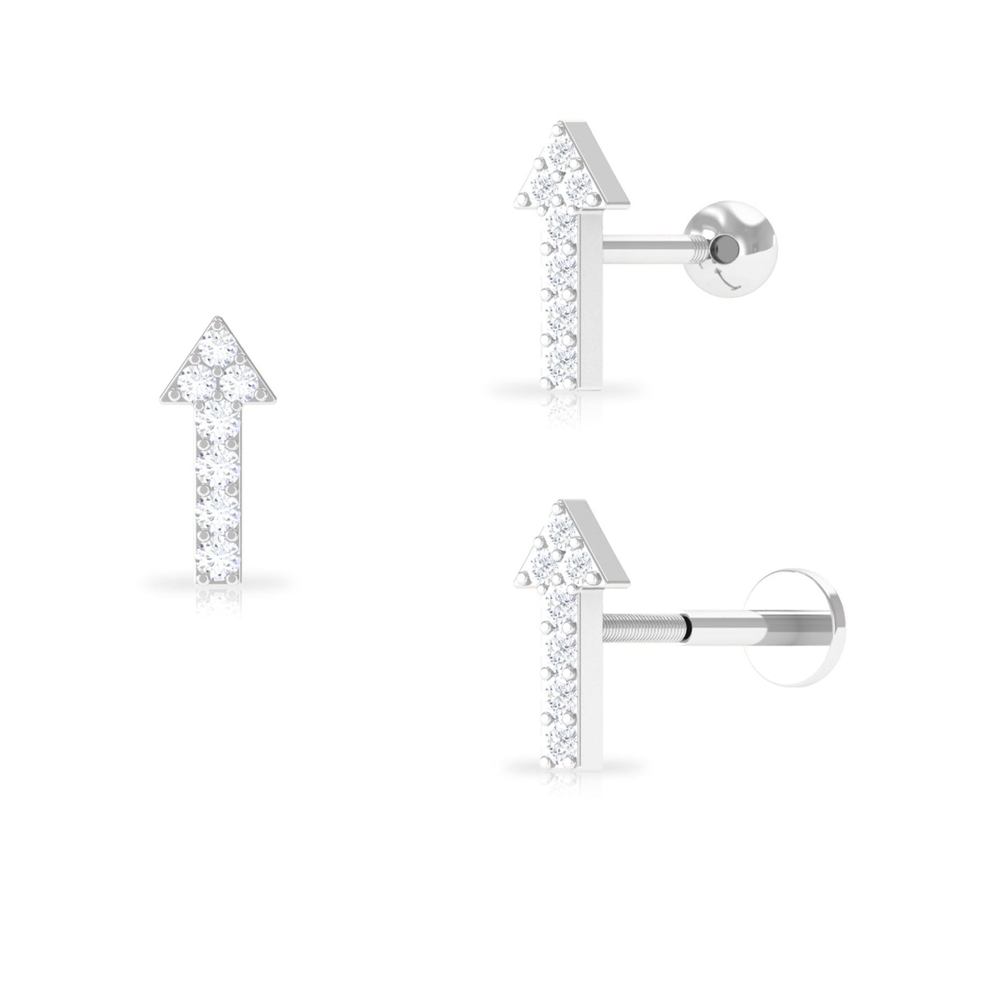 Minimal Diamond Arrow Forward Helix Earring