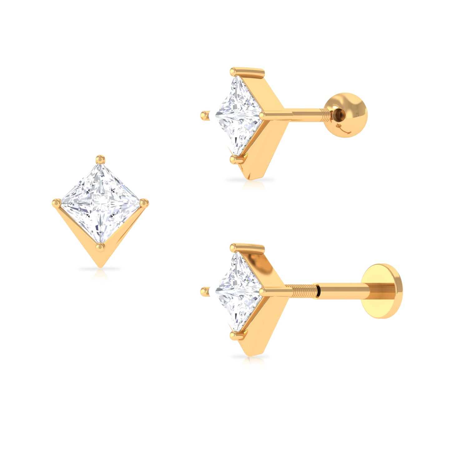 Princess Cut Moissanite Tragus Earring for Women