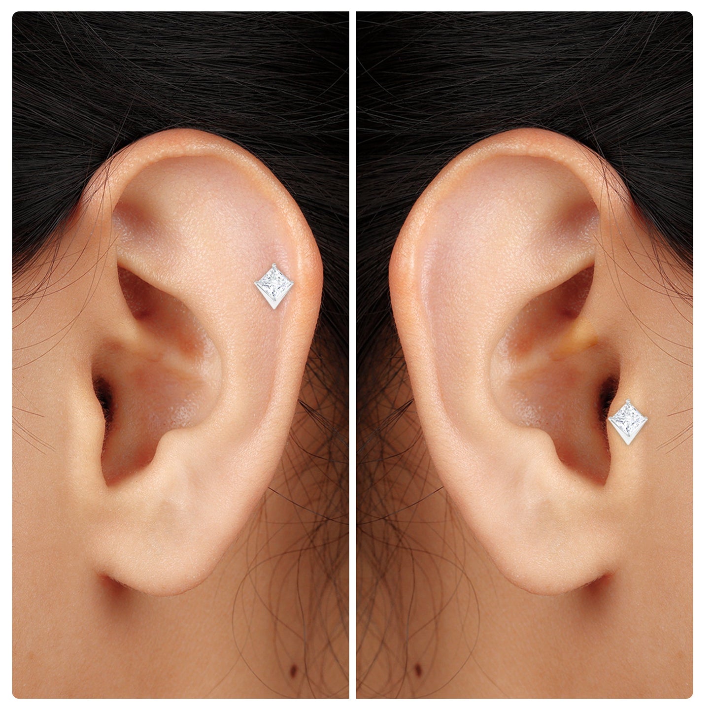 Princess Cut Moissanite Tragus Earring for Women