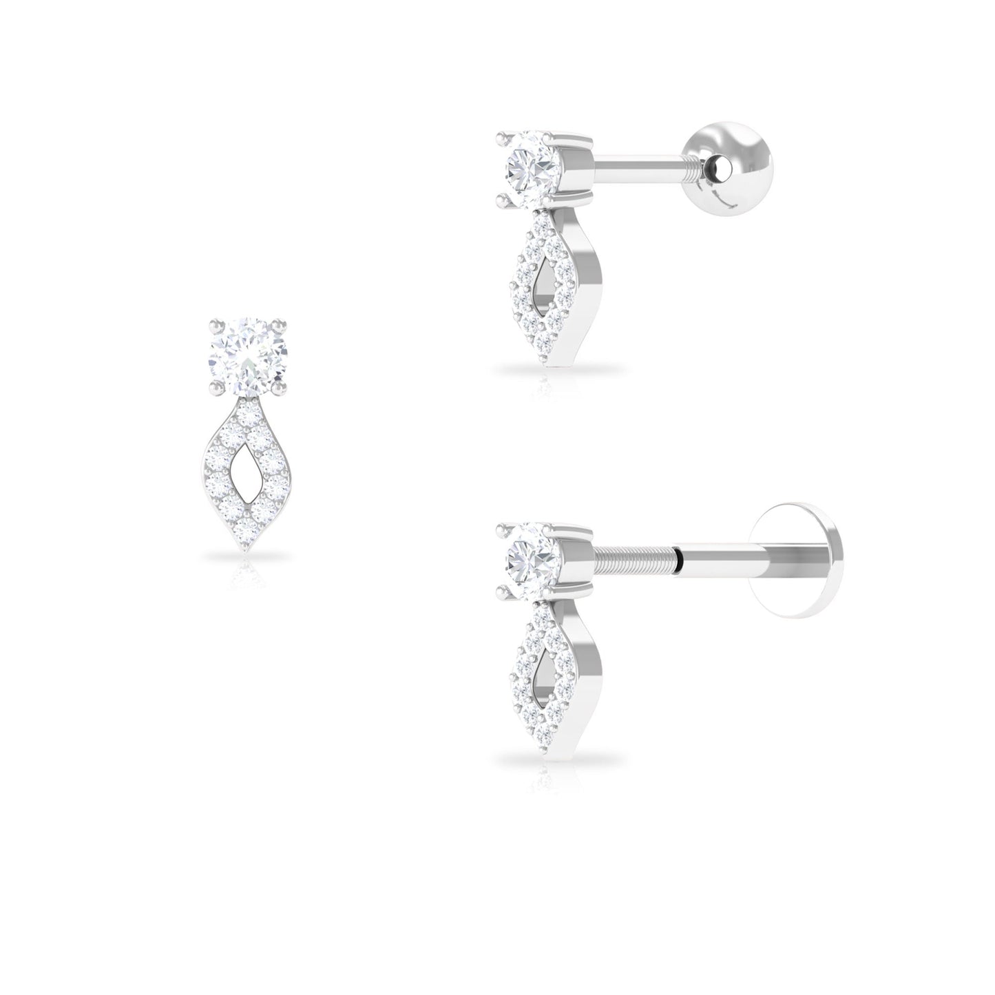 Natural Diamond Unique Tragus Earring