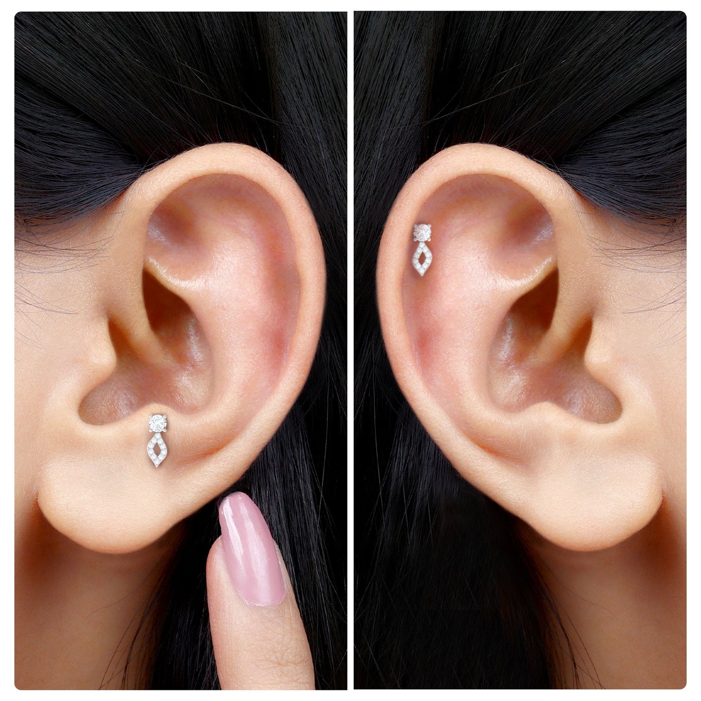Natural Diamond Unique Tragus Earring
