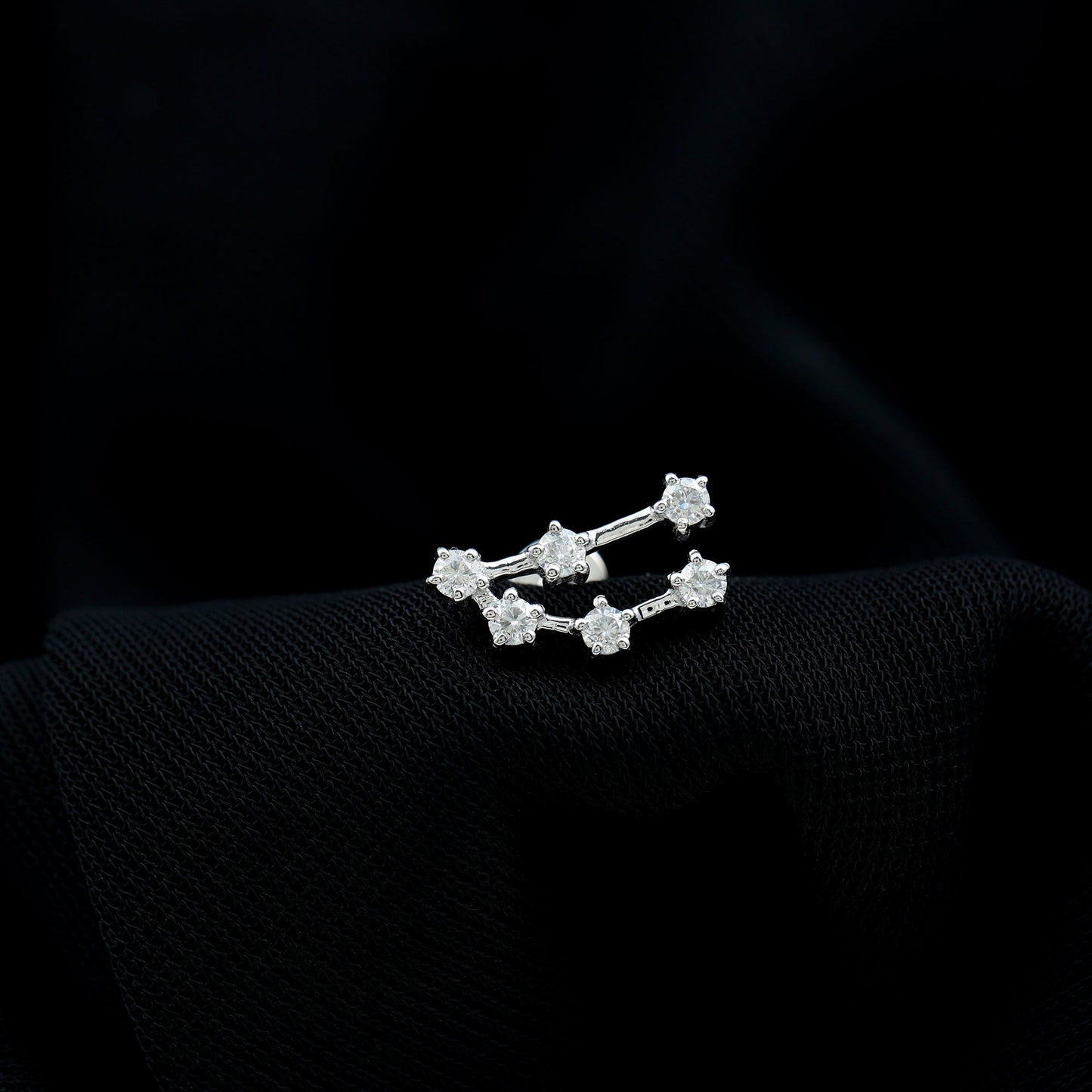 Certified Moissanite Capricorn Zodiac Ear Crawler Earring