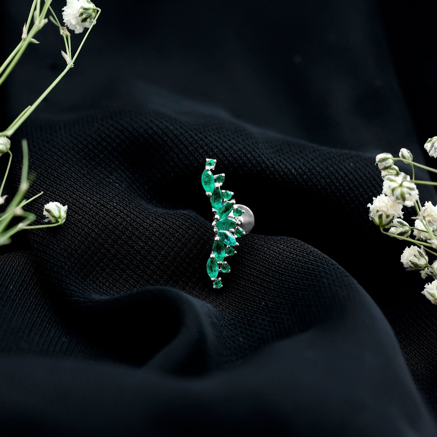 Natural Marquise Emerald Crawler Cartilage Earring
