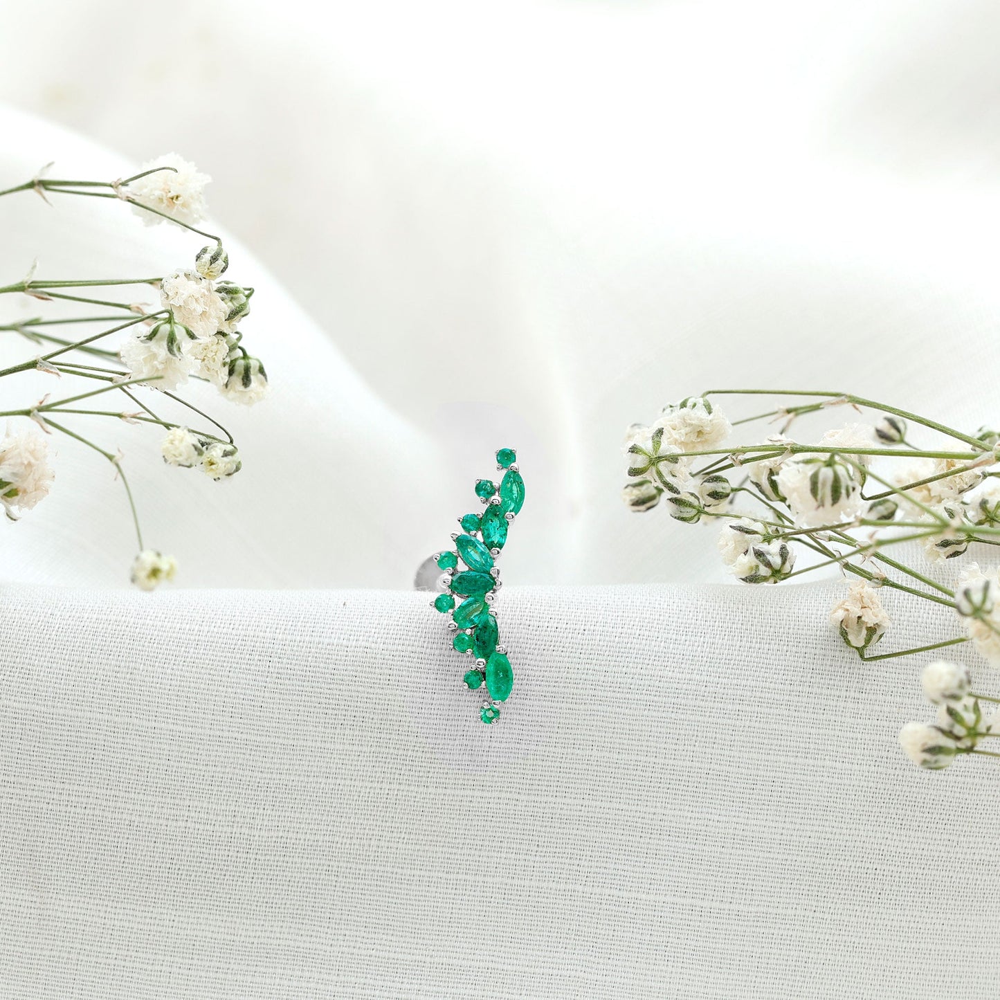 Natural Marquise Emerald Crawler Cartilage Earring