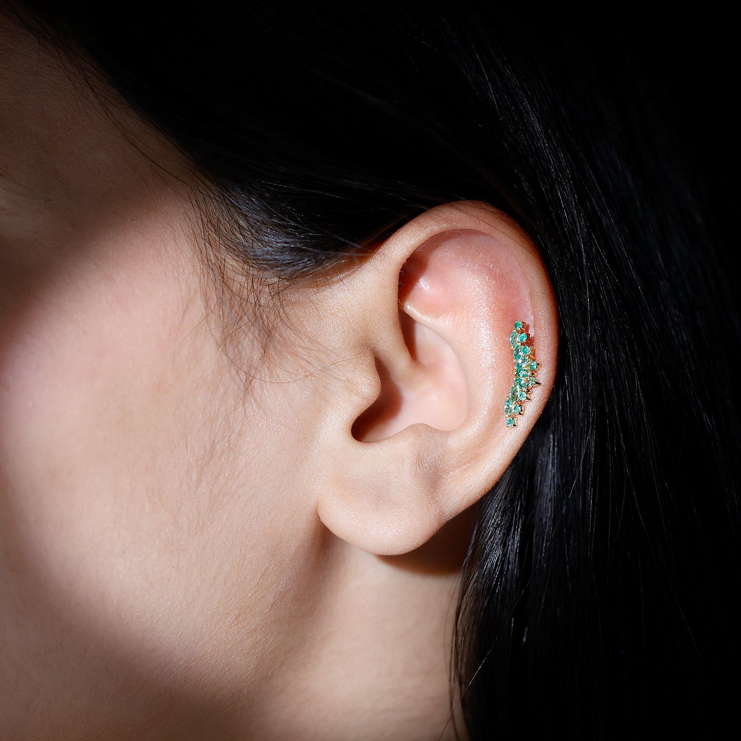 Natural Marquise Emerald Crawler Cartilage Earring