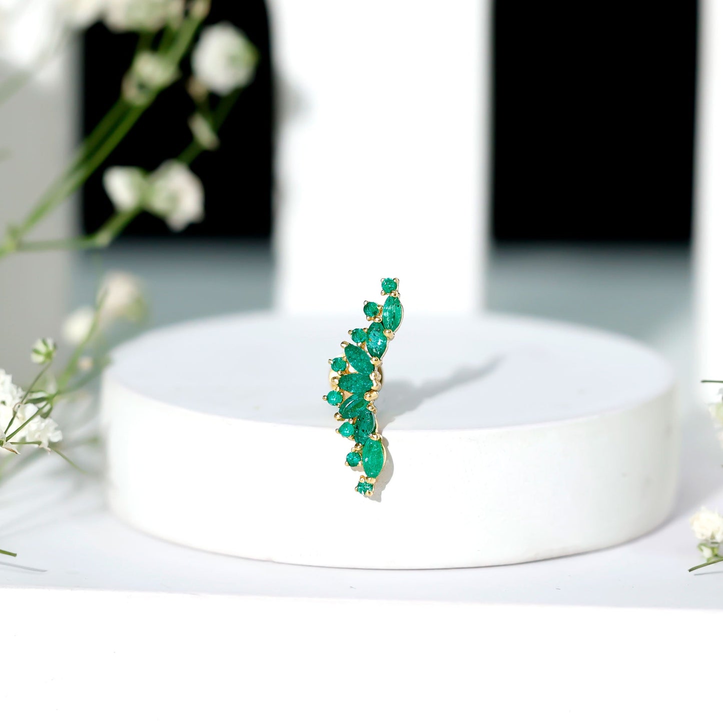 Natural Marquise Emerald Crawler Cartilage Earring
