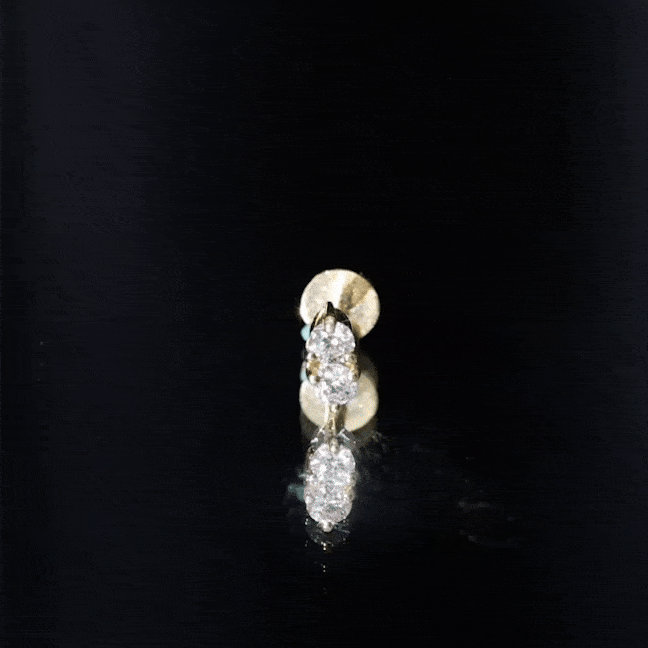 Minimalist Moissanite 2 Stone Earring for Tragus Piercing