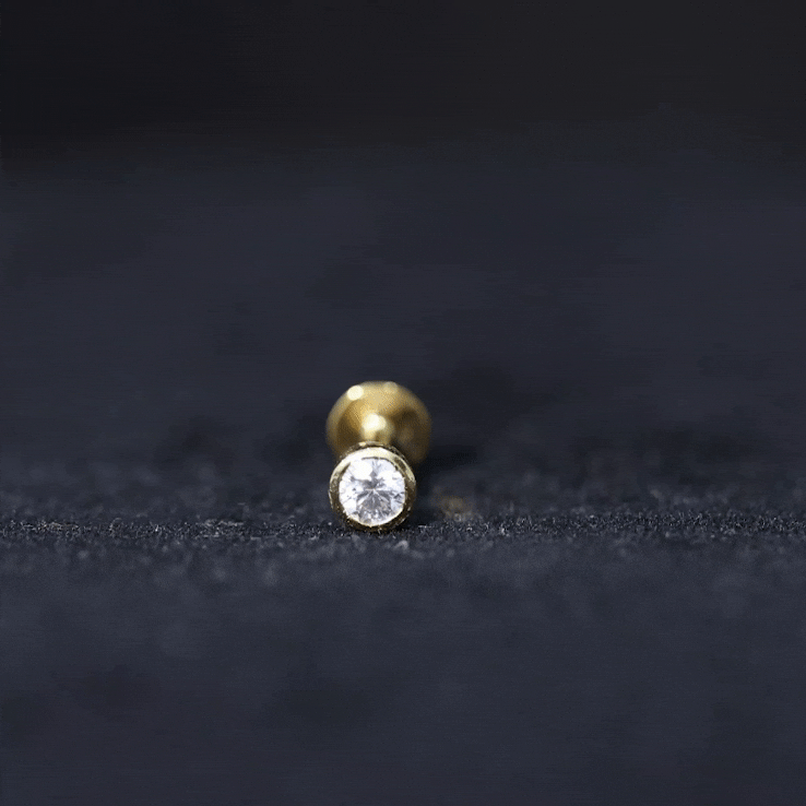 Dainty Moissanite Conch Cartilage Earring in Bezel Setting