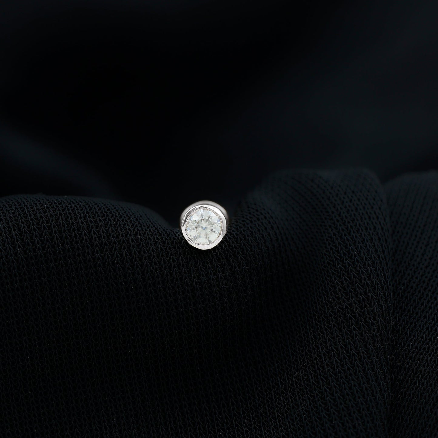 Dainty Moissanite Conch Cartilage Earring in Bezel Setting