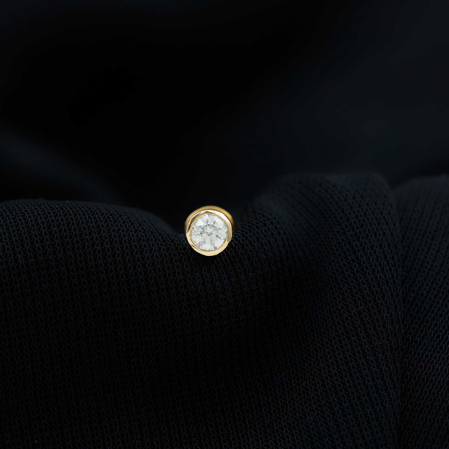 Dainty Moissanite Conch Cartilage Earring in Bezel Setting