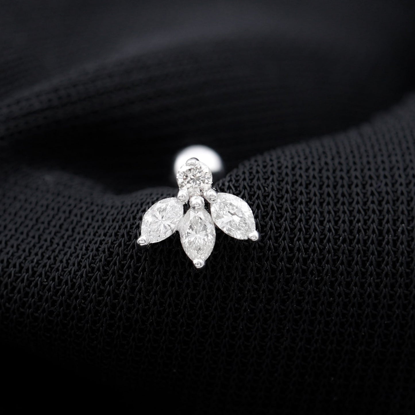 Certified Moissanite Leaf Piercing Earring