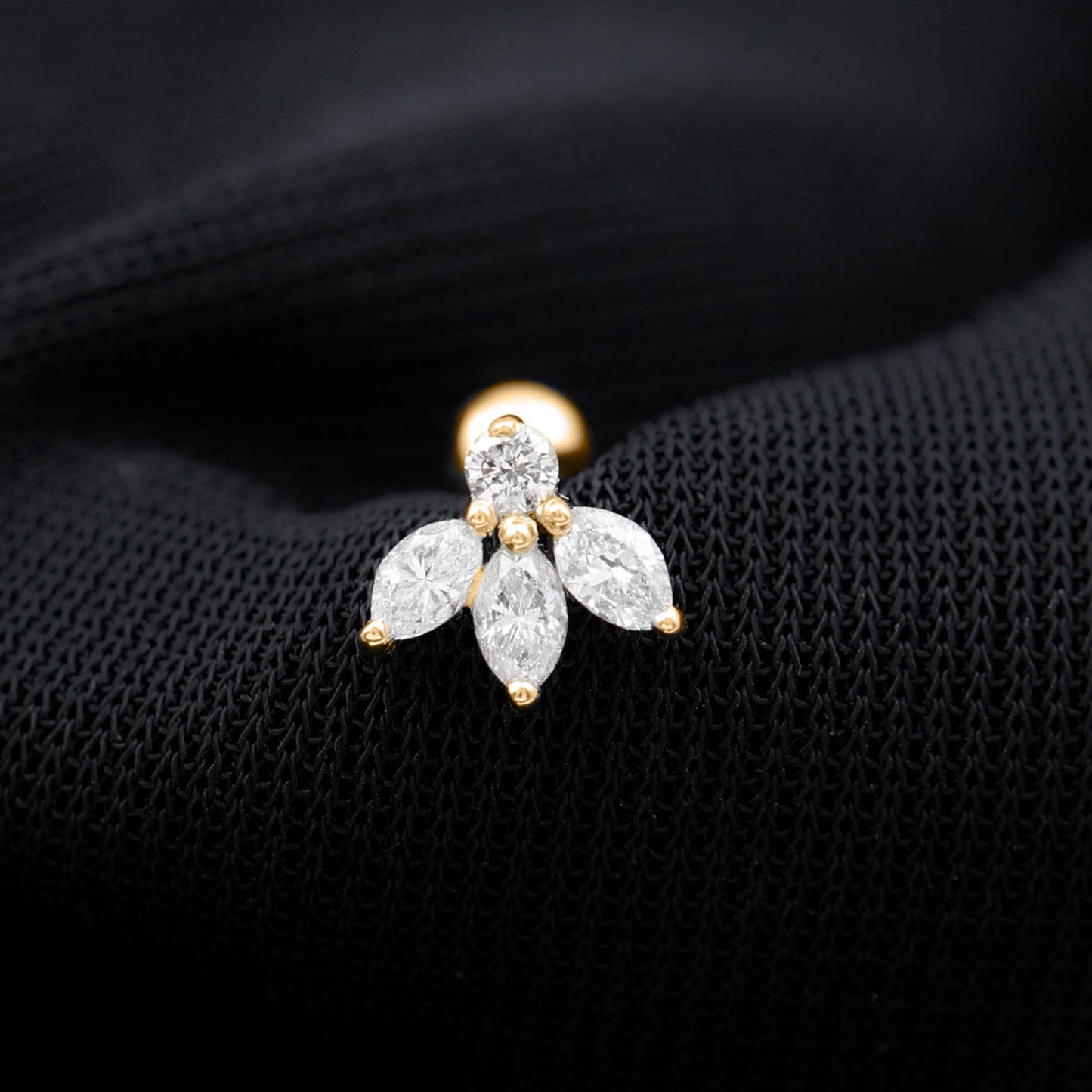 Certified Moissanite Leaf Piercing Earring