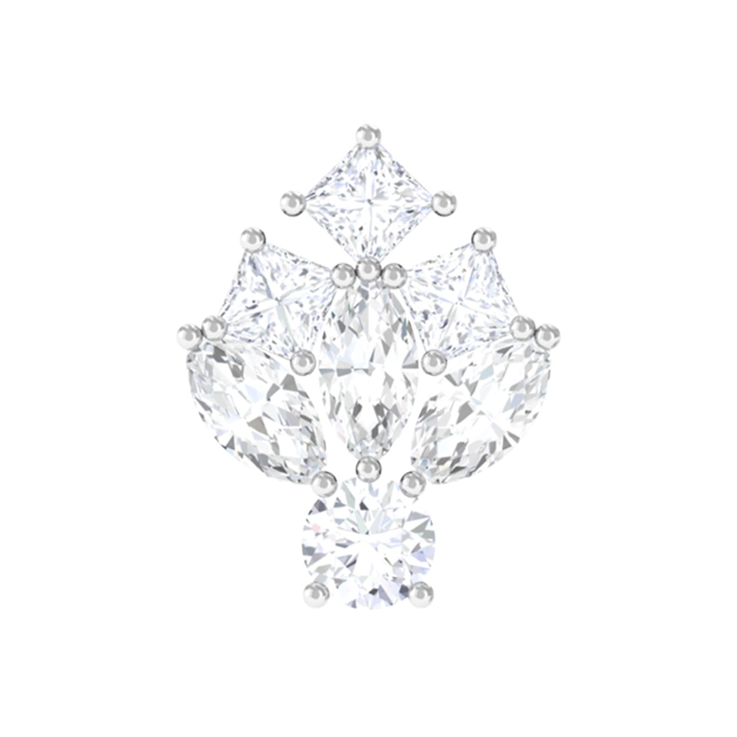 Moissanite Cluster Earring for Upper Lobe Piercing