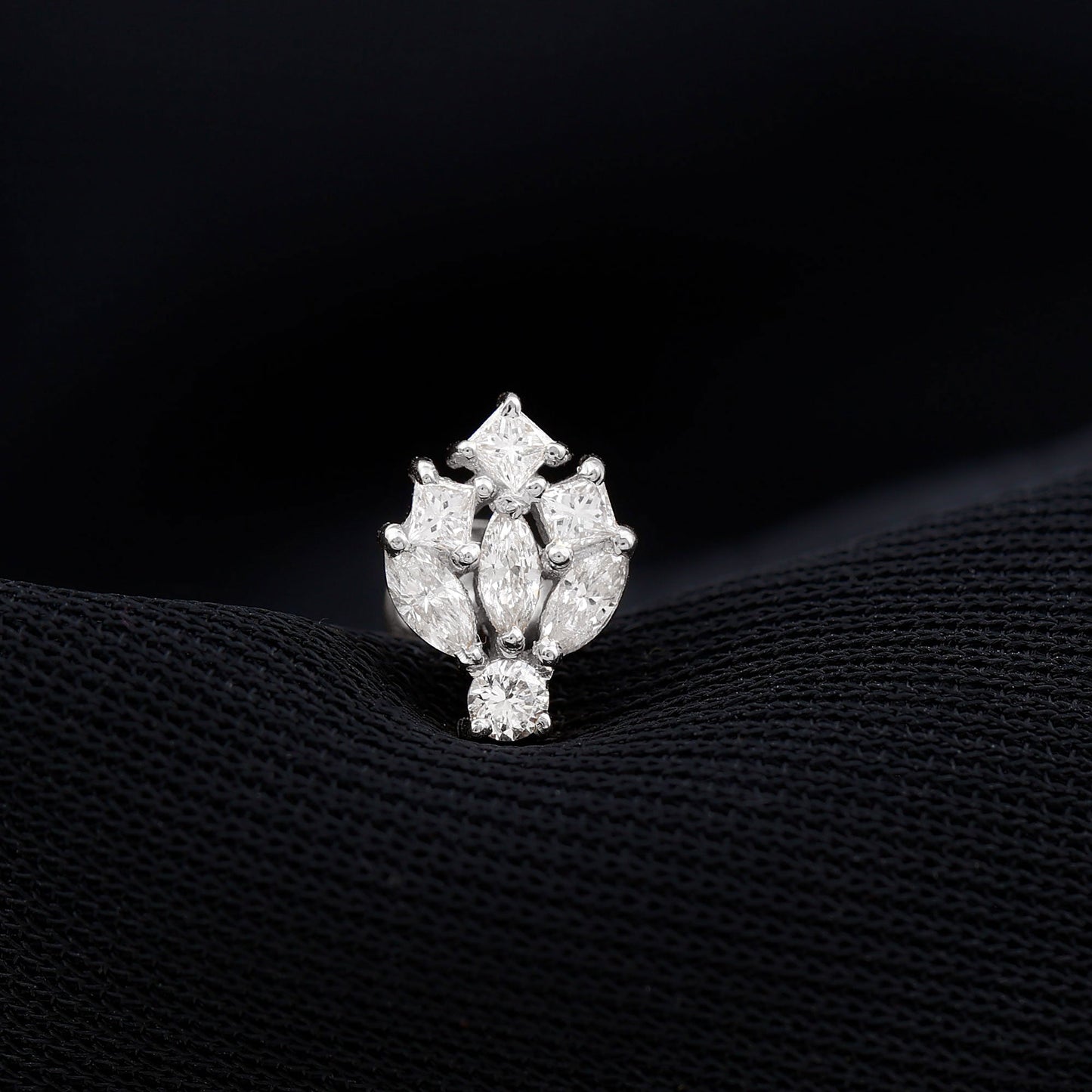 Moissanite Cluster Earring for Upper Lobe Piercing