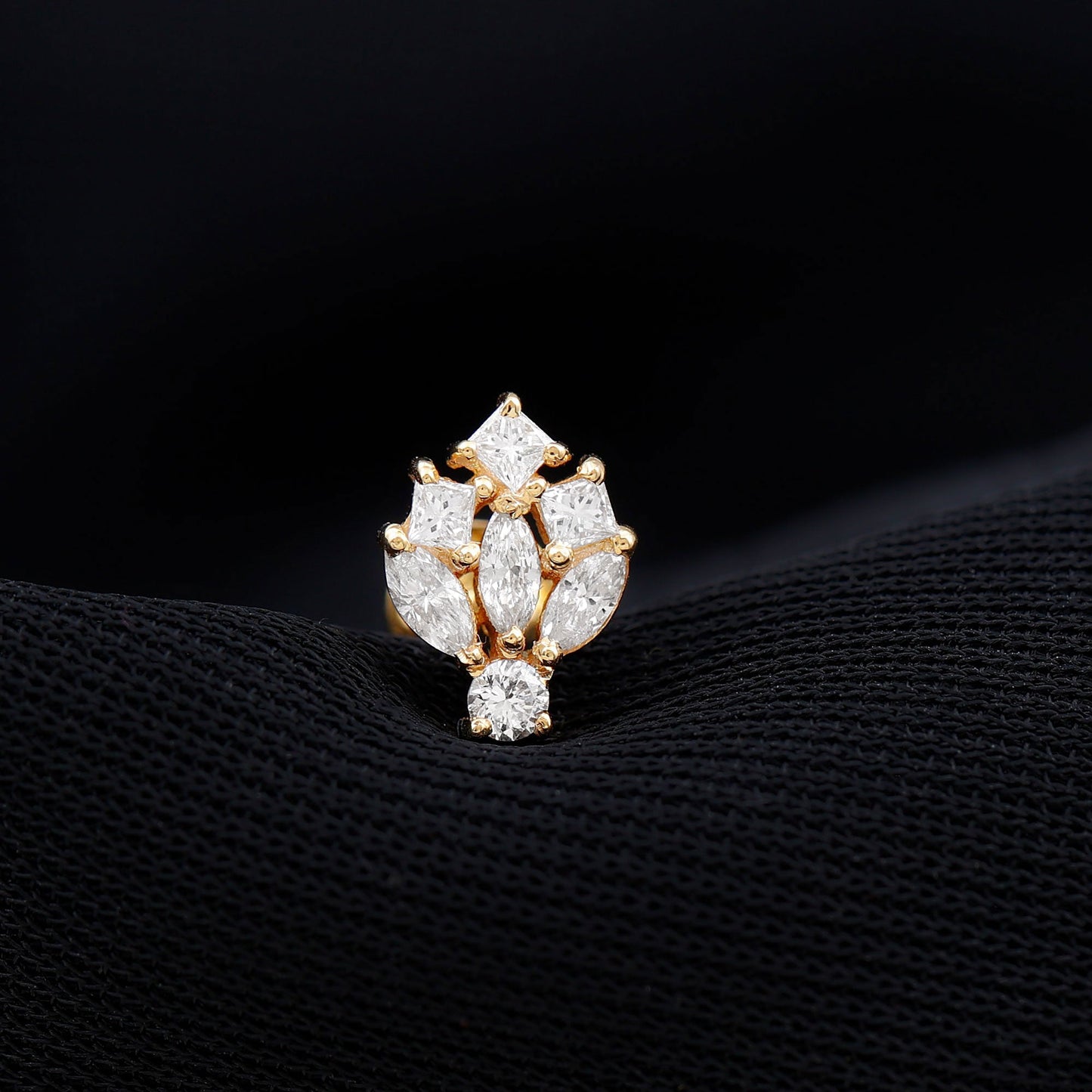 Moissanite Cluster Earring for Upper Lobe Piercing