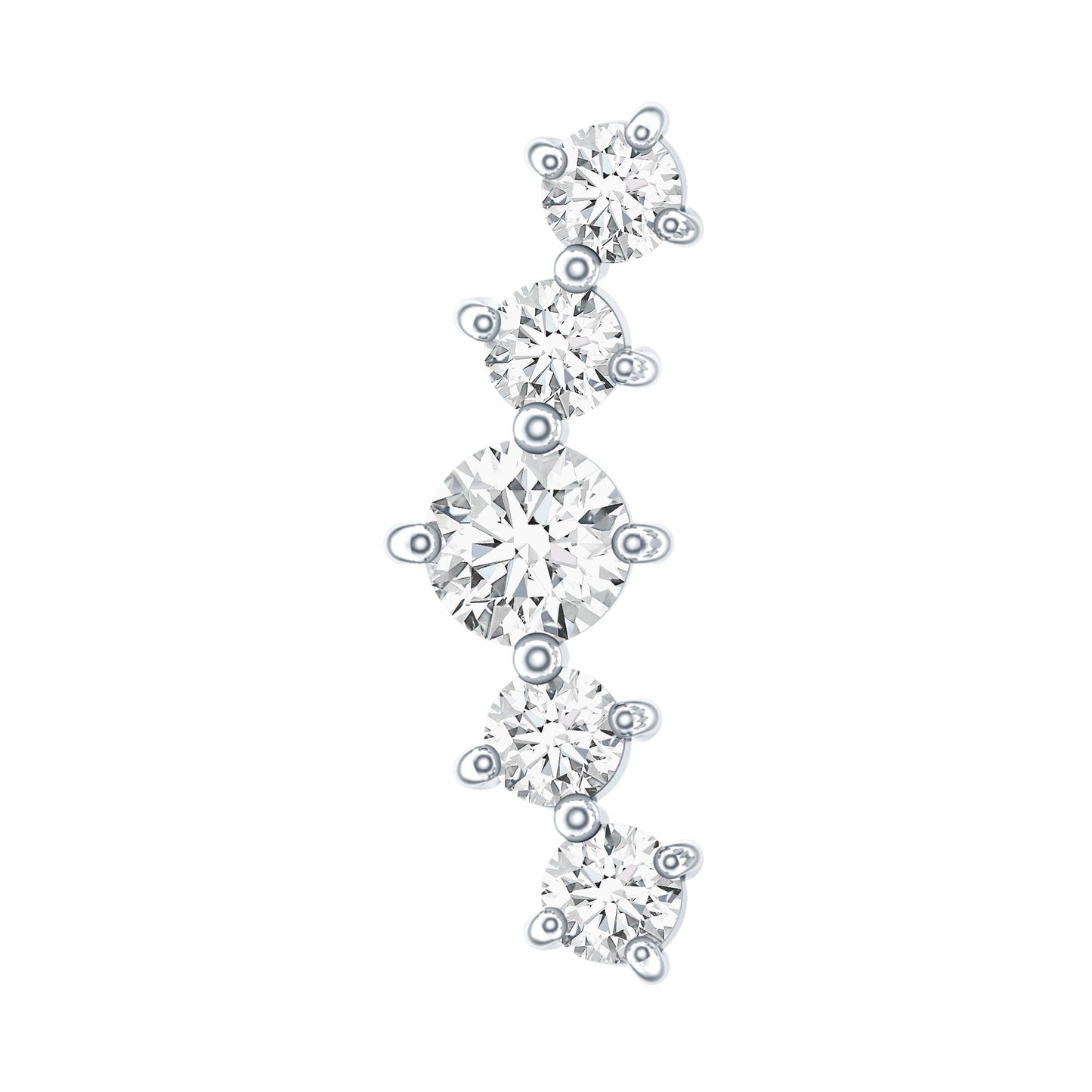 Certified Moissanite Curved Crawler Earring with Flat Back